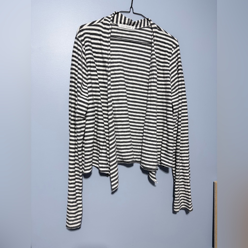Cut loose Striped Cardigan jersey material linen blend